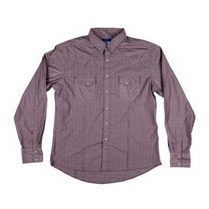 Vintage‎ Wrangler Western Pearl Snap Shirt Brown XL Long Sleeve Cowboy Rodeo